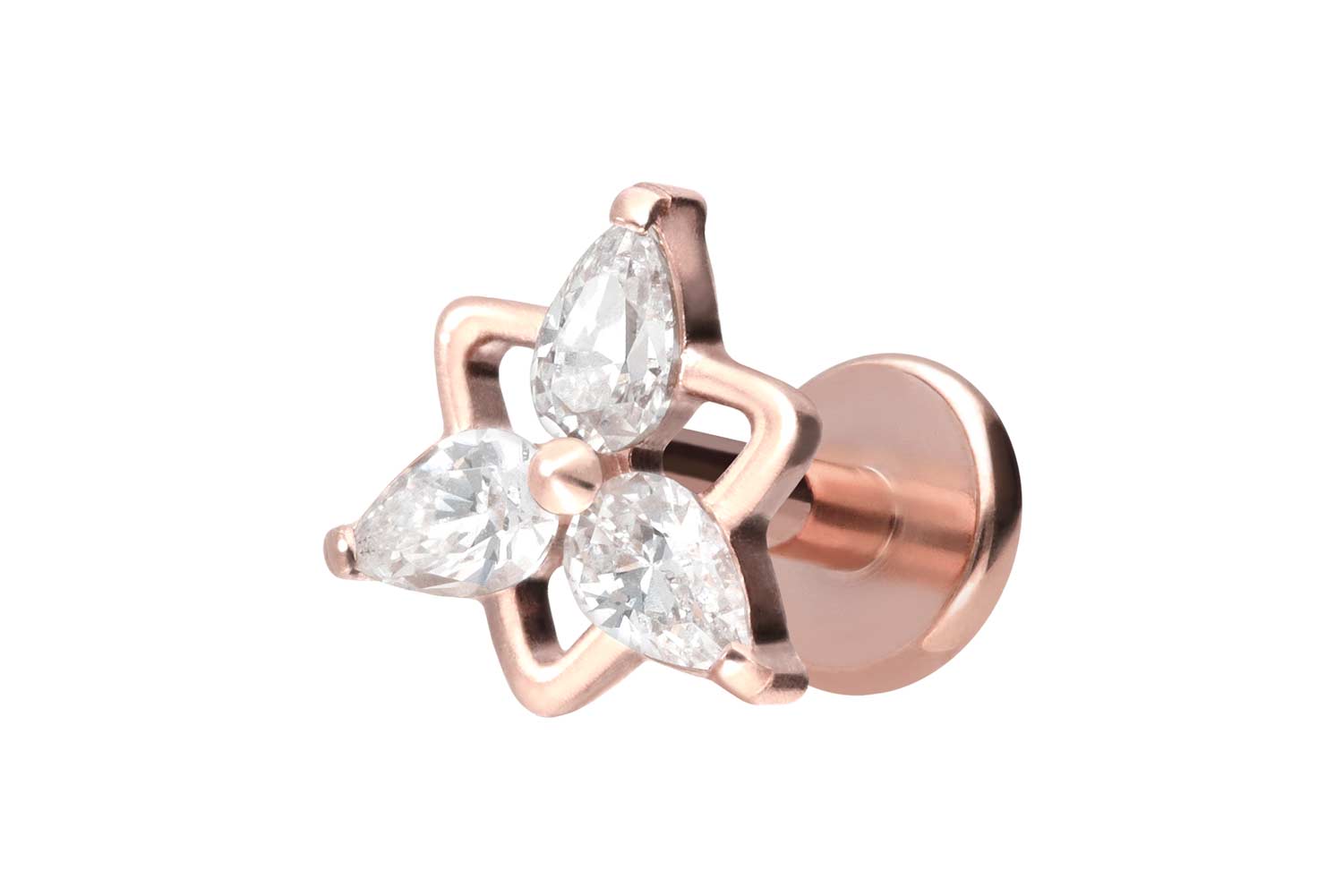 Titan Labret Piercing mit Innengewinde KRISTALLBLUME